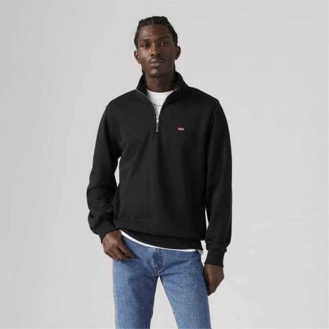 Levis Quarter Zip Sweatshirt - Black L