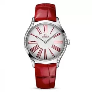 Omega De Ville Tresor Ladies Red Leather Strap Watch