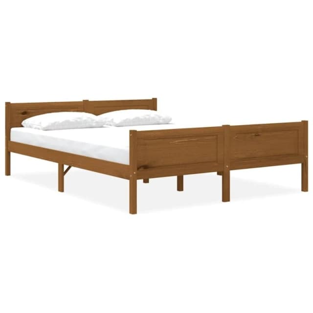 Vidaxl Bed Frame Solid Pinewood Honey Brown 140X200 Cm, Brown 322113