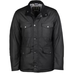 Barbour Mens Bainbridge Wax Jacket Black/Grey Stone Tartan Large