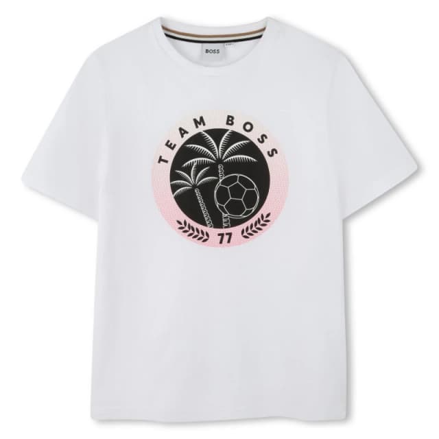 Boss Kids Palm Logo T-Shirt Regular Fit T-Shirts 4Y White 59239201135