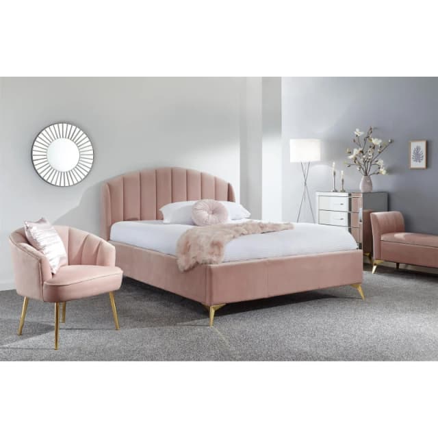 GFW Pettine King Pink Upholstered Ottoman Bed & Pocket Mattress, Pink PET50PKSP