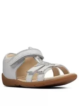Clarks Toddler Zora Summer Sandal, White Leather, Size 4 Younger