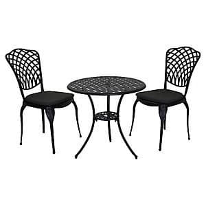 Charles Bentley Cast Aluminium Bistro Set Grey