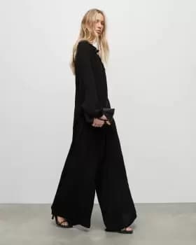 AllSaints Hezzy Wide Leg Pleated Trousers
