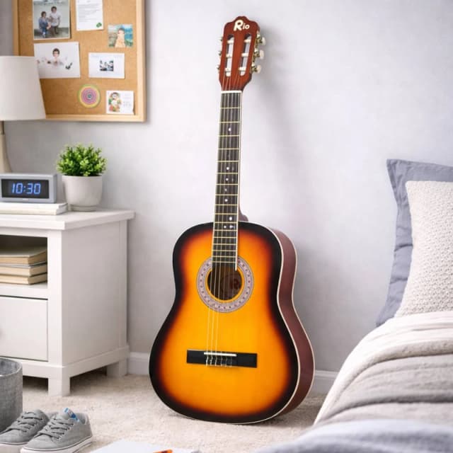 RayGar Rio 3/4 Size 36" Acoustic Guitar & Accessory Package for Beginners in Orange Size: 1 Pack Orange Unisex 1 Pack