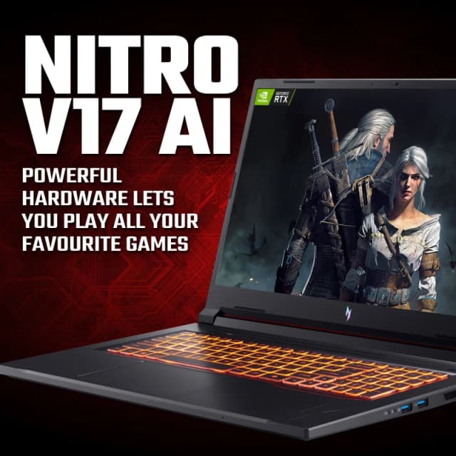 Acer Acer Nitro V 17 AI ANV17-41 - AMD Ryzen 7 260, 16GB, 1TB SSD, NVIDIA GeForce RTX 5070, 17.3" Full HD, Windows 11 Gaming Laptop NH.QZJEK.001