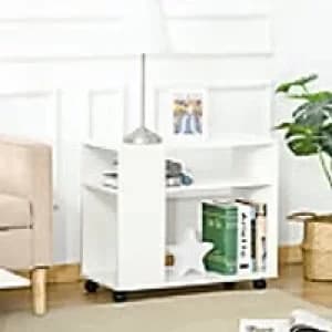 Homcom Nightstand with 2 Storage Shelves White