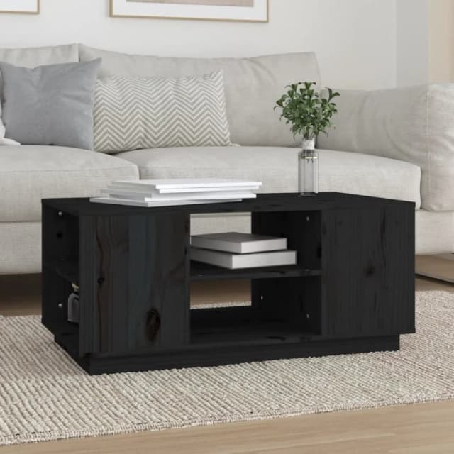 Vidaxl Coffee Table Black 90X49X40.5cm Solid Wood Pine, Black 814403