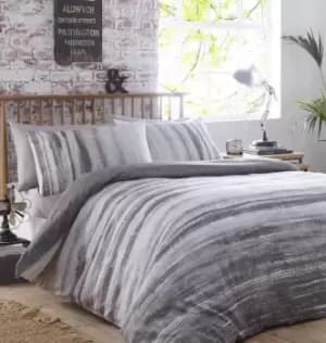 Original Charcoal Duvet Cover Set Striped Reversible Bedding Single