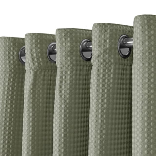 Velosso Waffle Weave Total Blackout Jacquard Eyelet Header Curtains - Sage