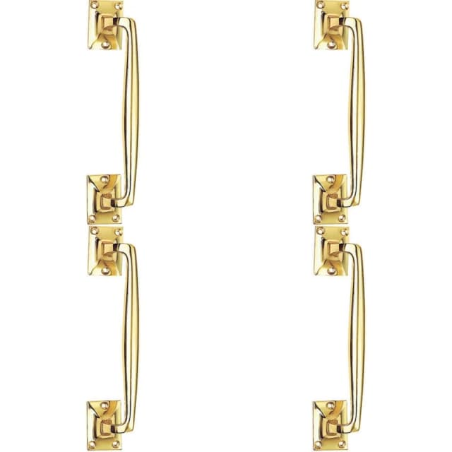 Loops 4x One Piece Door Pull Handle 250mm Length 54mm Projection Polished Brass Metallics unisex