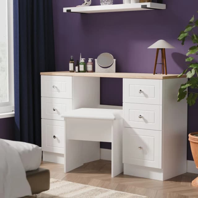 Ready Assembled 2 U Cambridge 6 Drawer Kneehole Desk (Ready Assembled) in White White Unisex