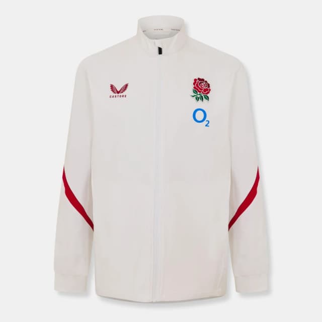 Castore Mens Rose Anthem England Rugby 2025 Long Sleeve Full Zip Jacket White Red male S