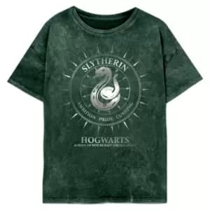 Harry Potter Womens/Ladies Slytherin Constellations Acid Wash T-Shirt (XL) (Green)