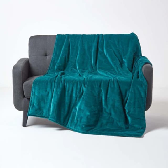 Homescapes Velvet Quilted Throw Emerald