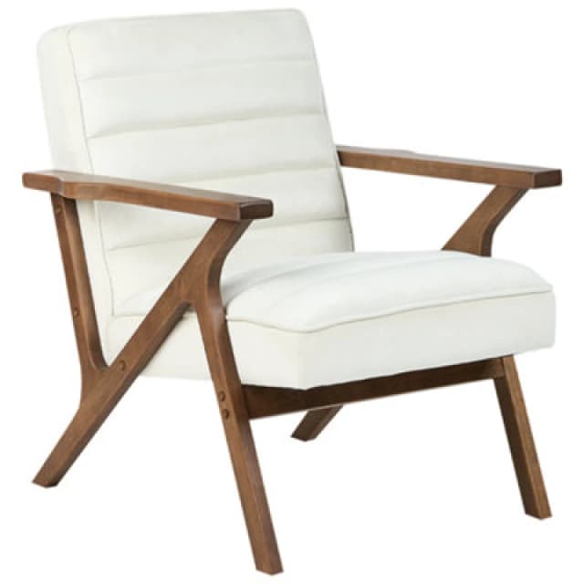 Beliani Velvet Armchair White Kisa