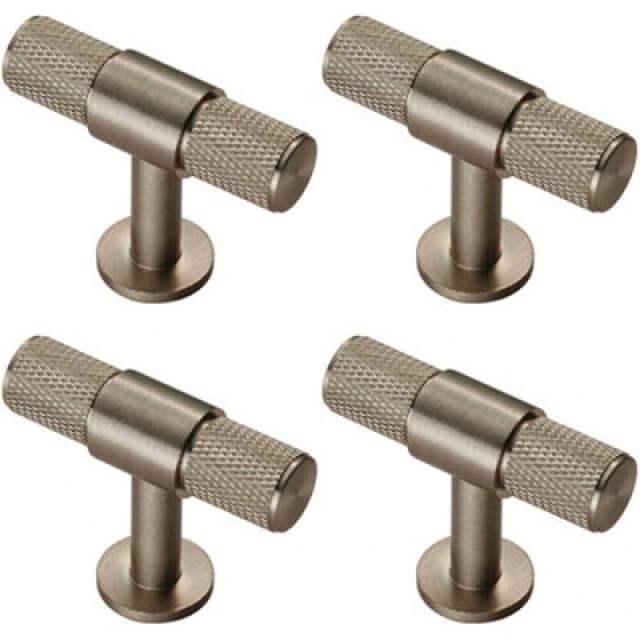 Loops 4x Knurled Cupboard T Shape Pull Handle 50 x 13mm Satin Nickel Cabinet Handle Metallics unisex