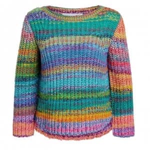 Oui Chunky Jumper - Green Red 0633