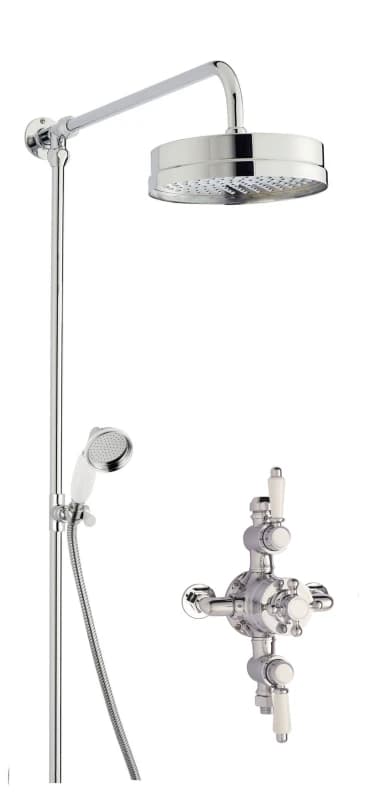Balterley Traditional Triple Exposed Valve Rigid Riser Shower Set Chrome in Silver Silver Unisex