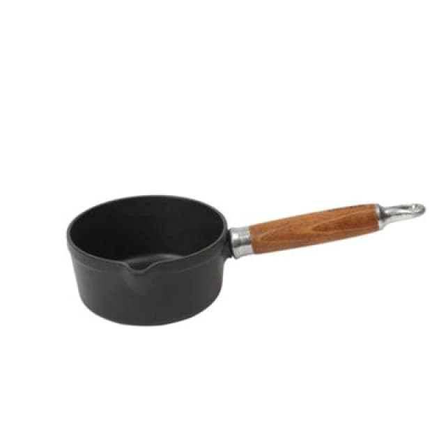 Chasseur Cast Iron Milk Pan With Wood Handle, 14Cm - Matt Black