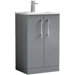 Arno Gloss Cloud Grey 500mm 2 Door Vanity Unit with 18mm Profile Basin - ARN1301B - Cloud Grey - Nuie