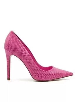 Dune London Amaretto Leather High Heeled Stiletto Court, Pink, Size 4, Women