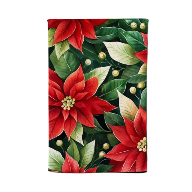 Warren Reed - Designer Poinsetta Watercolour Tea Towel in Red Red Unisex
