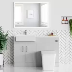 1200mm Grey Toilet and Sink Unit with Marble Effect Worktop and Chrome Fittings - Coniston