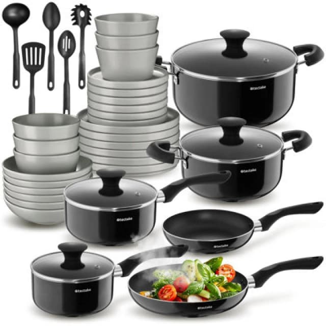 tectake 39 PC Kitchen & Dinnerware Sets Una & Varese - Grey/Black Multicolor Unisex