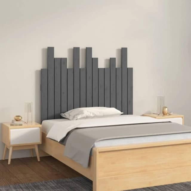 Vidaxl Wall Headboard Grey 95.5X3X80 Cm Solid Wood Pine, Grey 824785