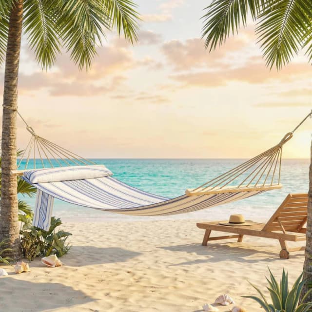 Outsunny Cotton Hammock, Soft Portable Swing Chair w/ Headrest - Blue 84A-188V00BU