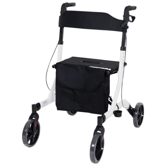 Loops White Deluxe Ultra Lightweight Aluminium 4 Wheeled Rollator Foldable Walking Aid White
