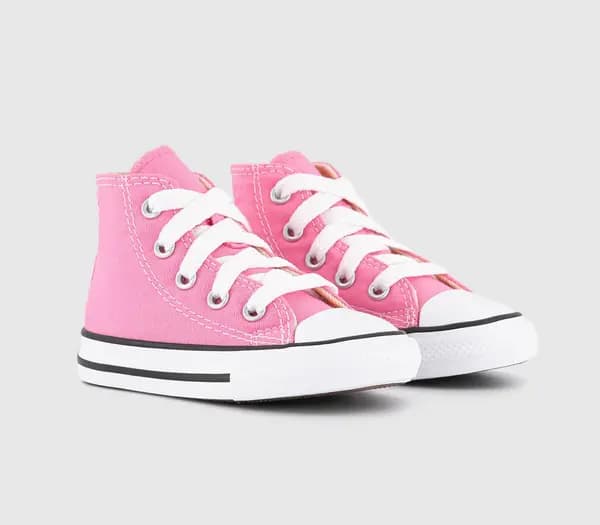 Converse Kids Pink And White Small Star High Canvas Trainers, 3 Infant
