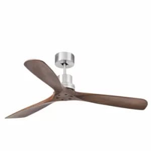 Lantau Large Ceiling Fan Without Light Matt Nickel, Dark Walnut