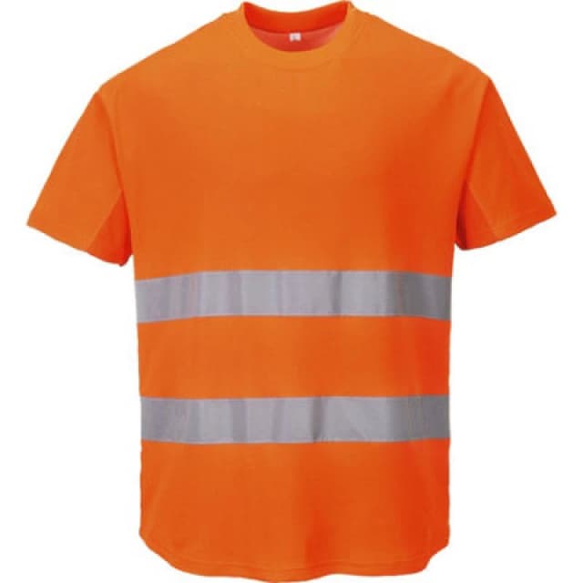 Portwest Cotton Comfort Mesh Insert Hi Vis T Shirt C394ORRL Colour: Orange