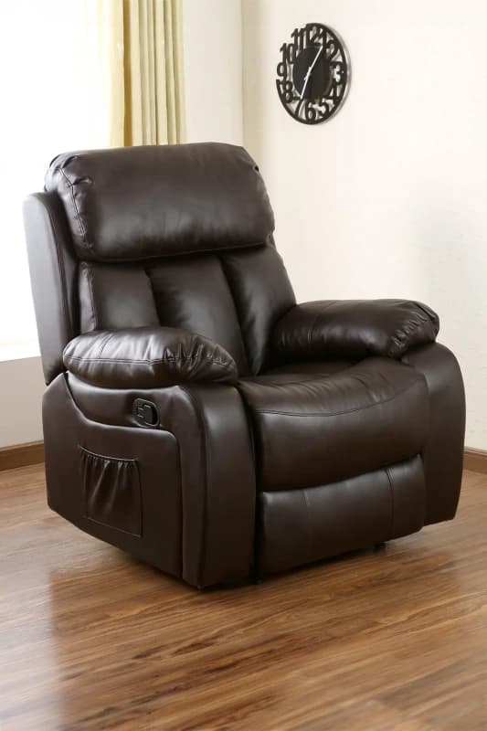Chester Bonded Leather Recliner Armchair - Brown, Brown 5.05574E+12