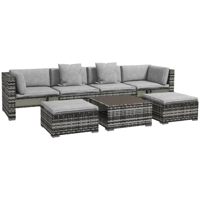 Outsunny 7 Pcs Rattan Garden Furniture Set , Grey 860-318V70LG