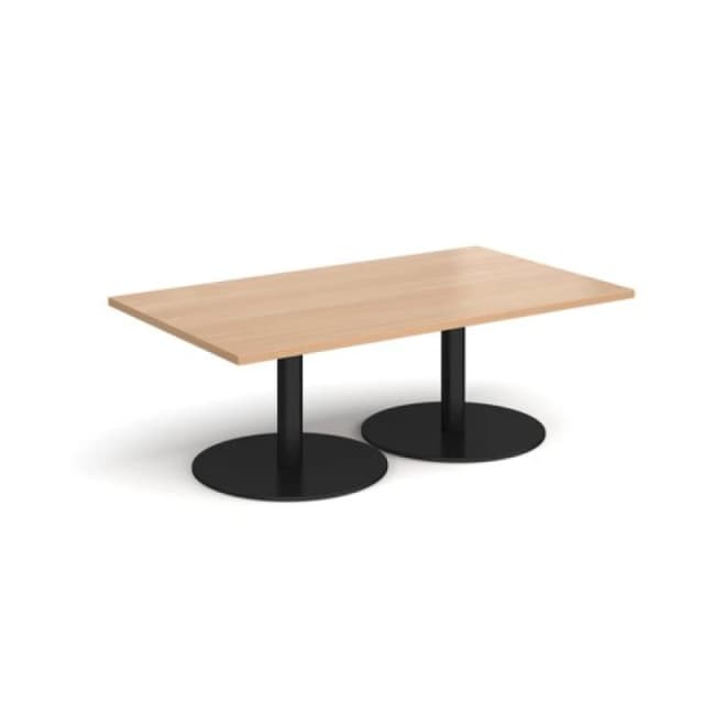 Monza Monza rectangular coffee table with flat round Black bases 1400mm x 800mm - beech Beech MCR1400-K-B