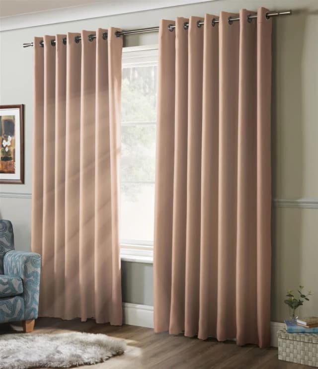 Luxury Living Plain Blackout Ring top Curtains in Pink Size: 229cm width x 229cm drop Pink Unisex 229cm width x 229cm drop
