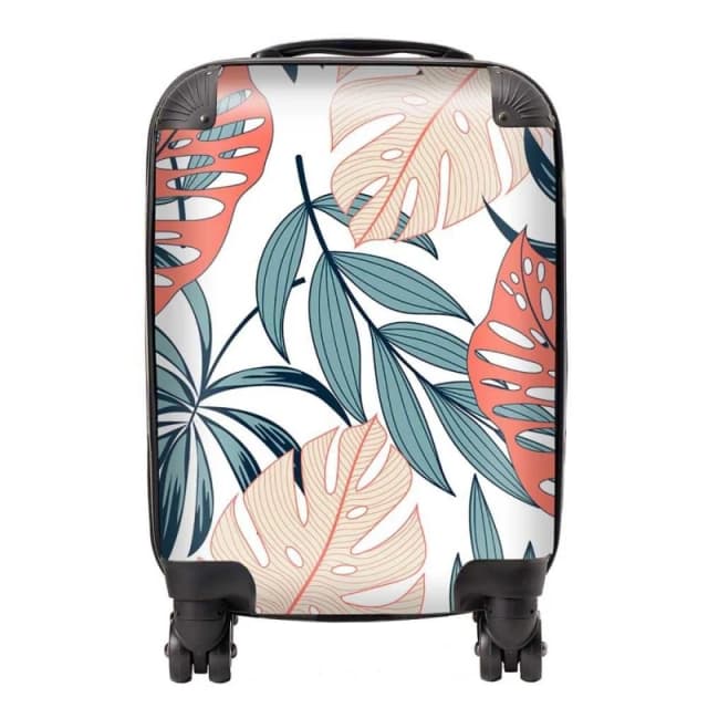 Warren Reed - Designer Tropical Leaf Pattern Suitcase in Green Size: Large Green Unisex Large