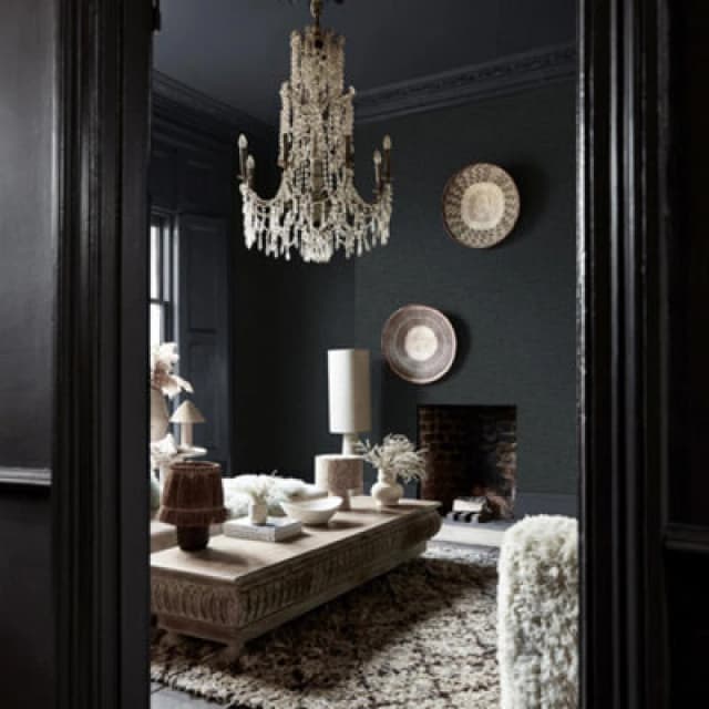Abigail Ahern Weathered Linen Midnight Wallpaper