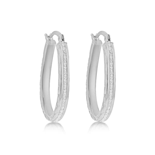 Be You Sterling Silver Stardust Oval Hoops Silver female One Size