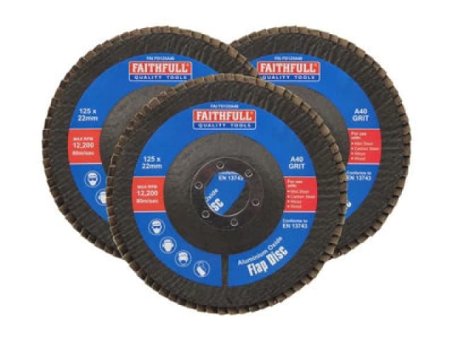 Faithfull Aluminium Oxide Abrasive Flap Disc FAIFD12540A3 Diameter: 125mm