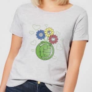 Marvel Avengers Hulk Flower Fist Womens T-Shirt - Grey - 3XL