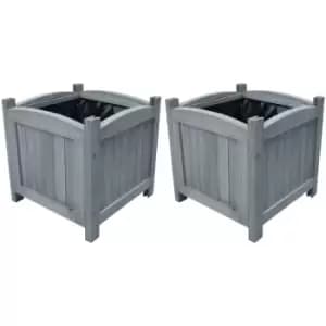 Garden Raised Beds 2 pcs 30x30x30cm Solid Firwood Vidaxl Grey