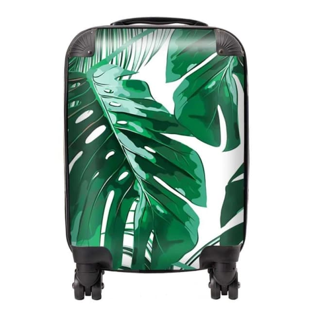 Warren Reed - Designer Tropical Jungle Leaf Pattern Suitcase in Green Size: Large Green Unisex Large