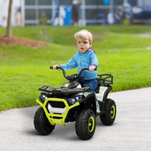 AIYAPLAY 12V Kids Quad Bike w/ 4 Suspension Wheels, for 3-5 Years Green