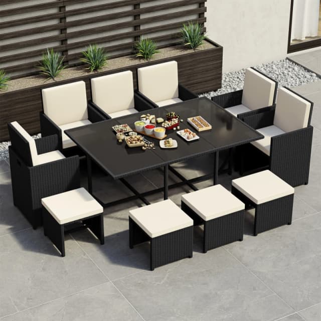 Lassic Garden Vida Cuba 10 Seater Rattan Set + Cover Black unisex One Size