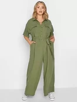Yours Boiler Suit Khaki, Green, Size 18, Women